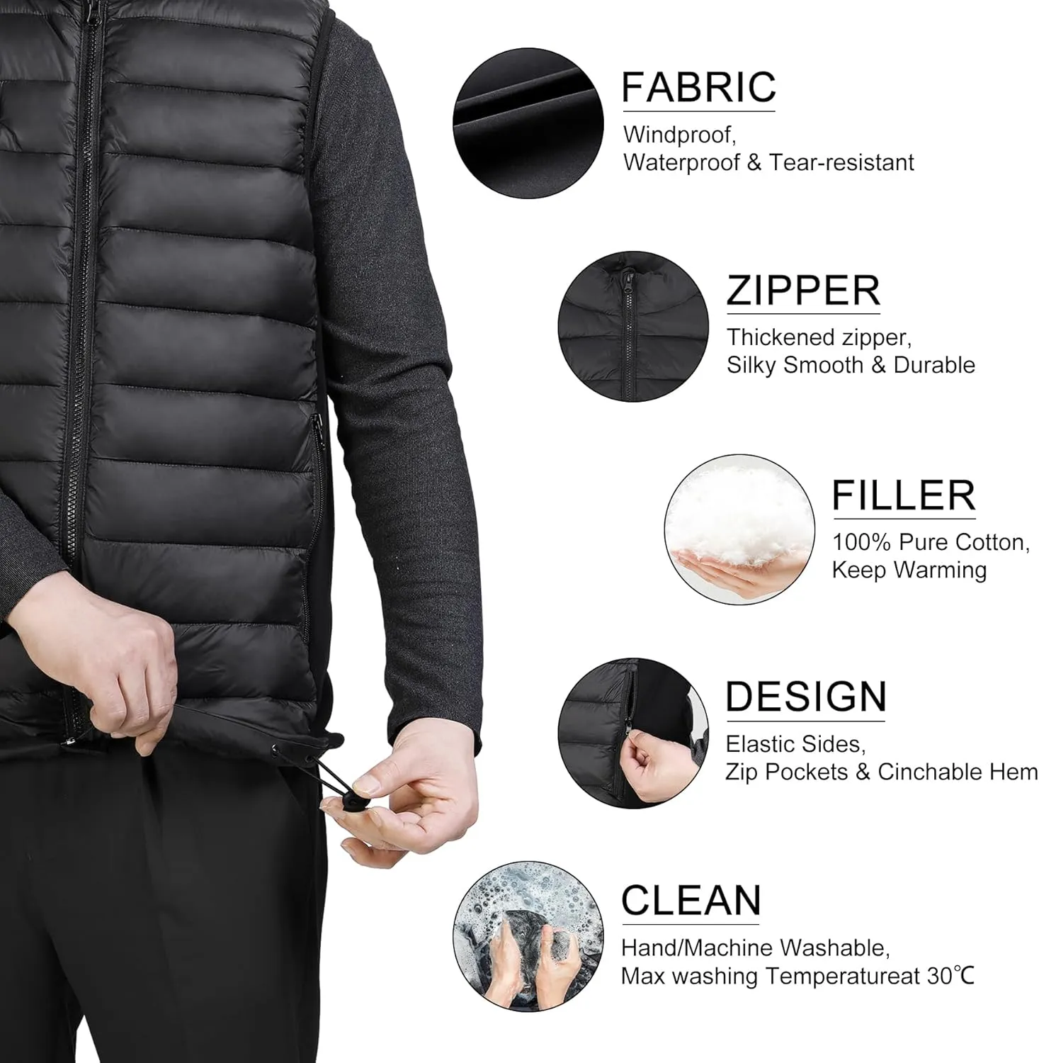 Loowoko Chaleco calefactable hombre con Batería De 10000 mah invierno Cálido Al Aire Libre Carga USB Chaleco Calentado Eléctrico