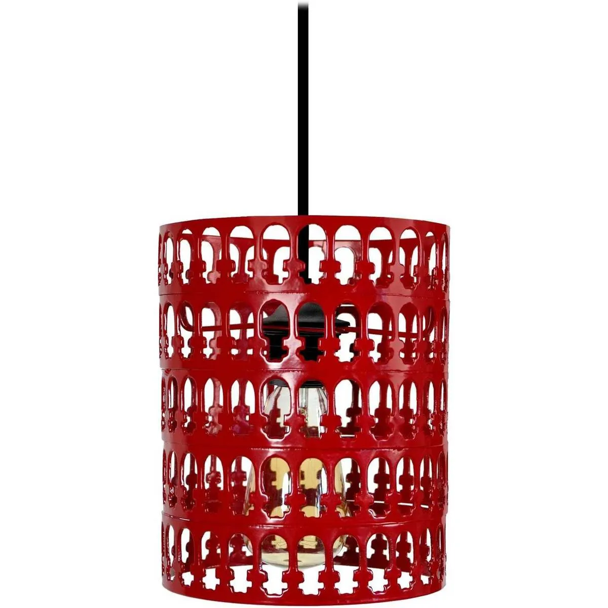 Lámpara colgante redondo metal rojo