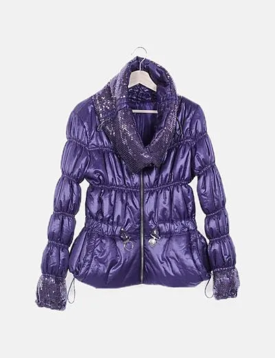 Made in Italy Chaqueta morada acolchada con paillettes