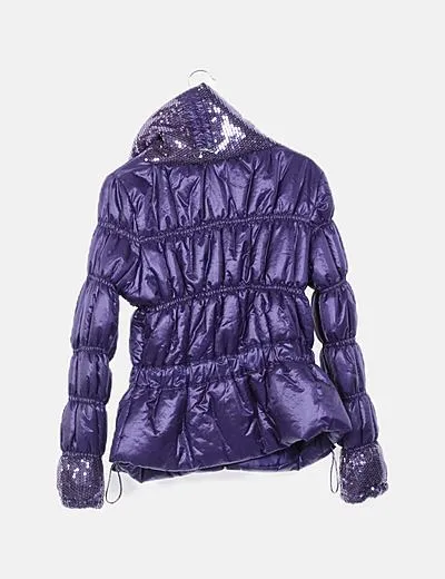 Made in Italy Chaqueta morada acolchada con paillettes