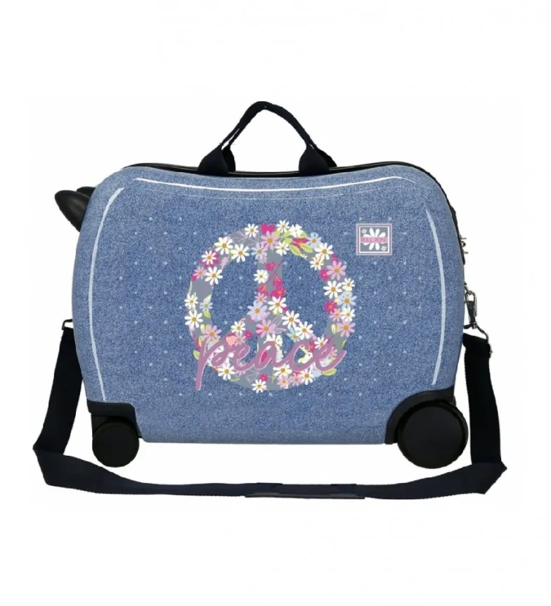 Maleta infantil 2 ruedas multidireccionales Roll Road Peace azul