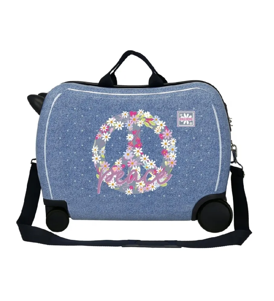 Maleta infantil 2 ruedas multidireccionales Roll Road Peace azul