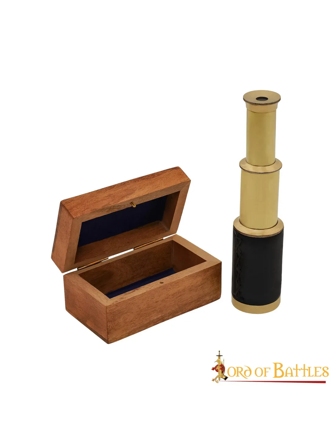 Mini Telescopio de Latón Puro con caja de madera