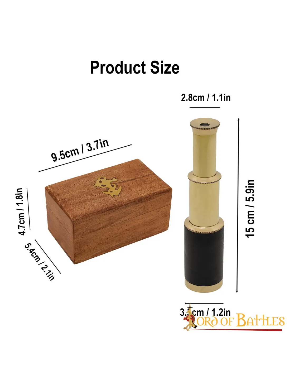 Mini Telescopio de Latón Puro con caja de madera