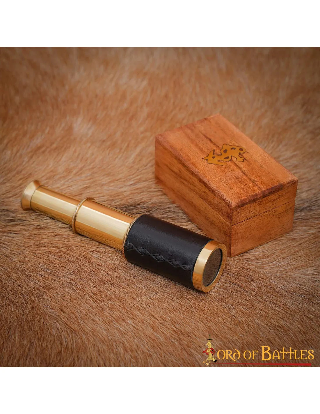 Mini Telescopio de Latón Puro con caja de madera