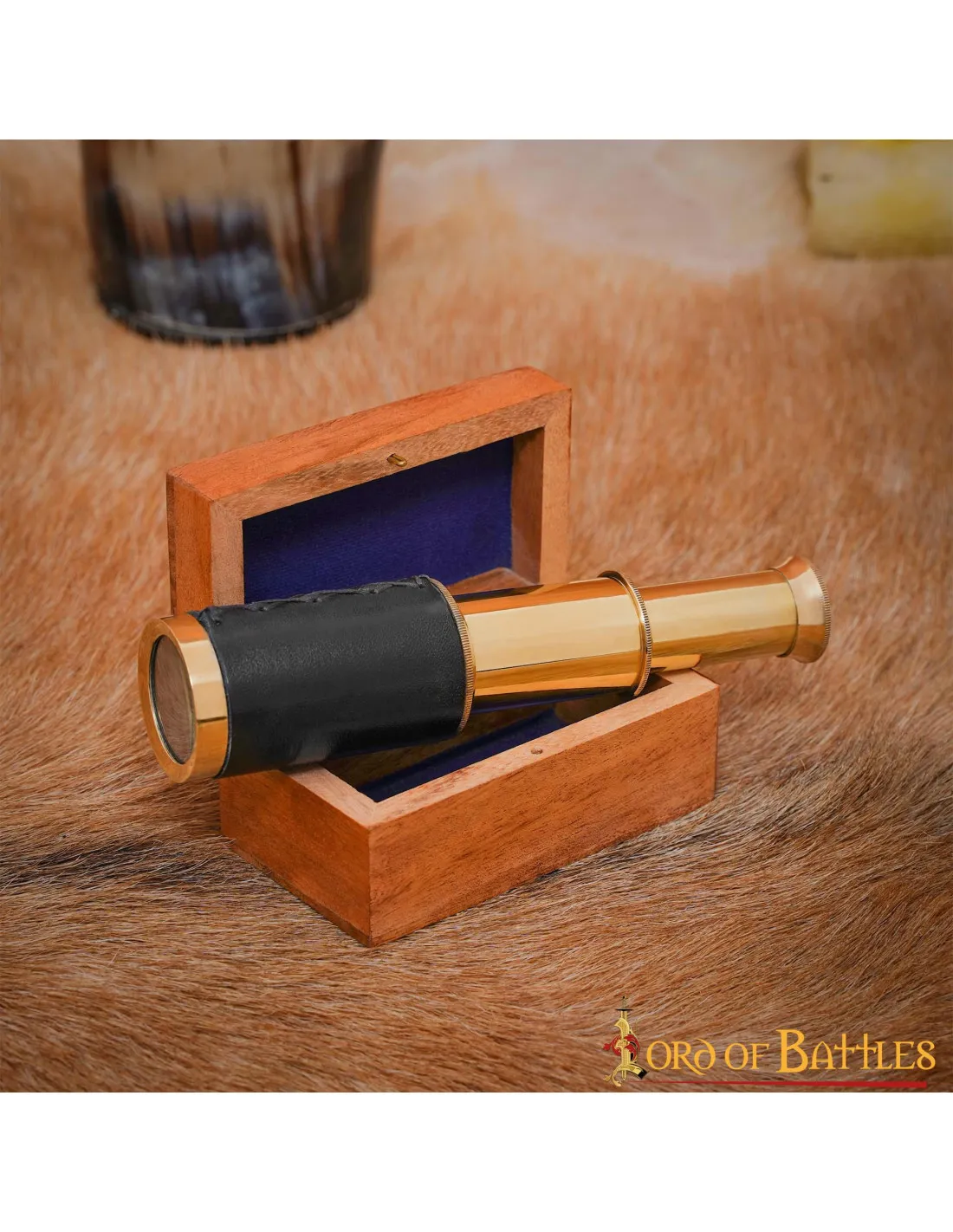 Mini Telescopio de Latón Puro con caja de madera