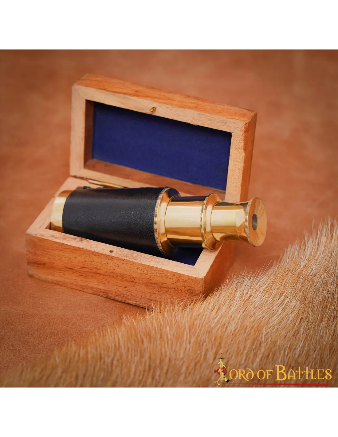 Mini Telescopio de Latón Puro con caja de madera