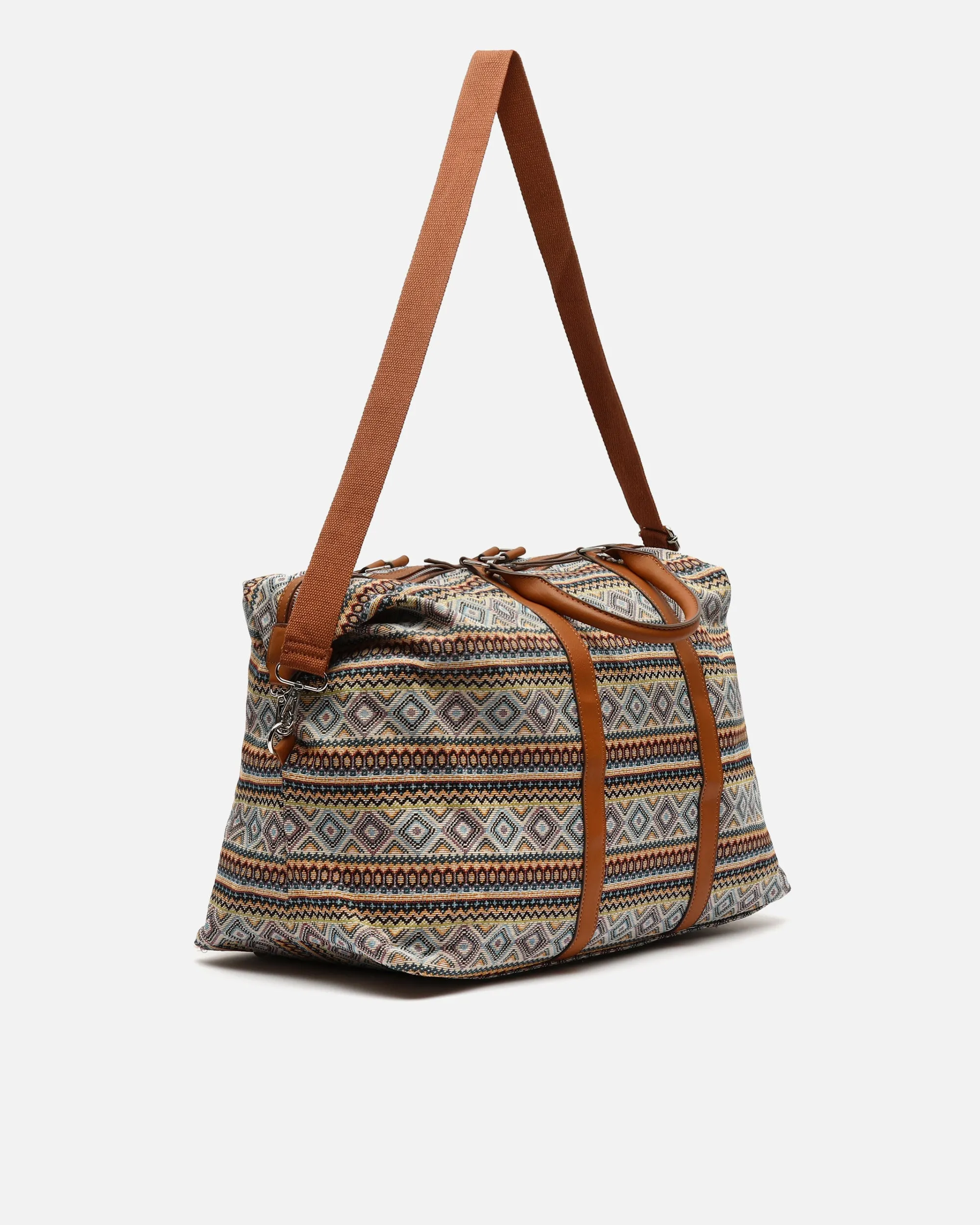 Misi bolsa fin de semana con estampado jacquard y bandolera extraíble