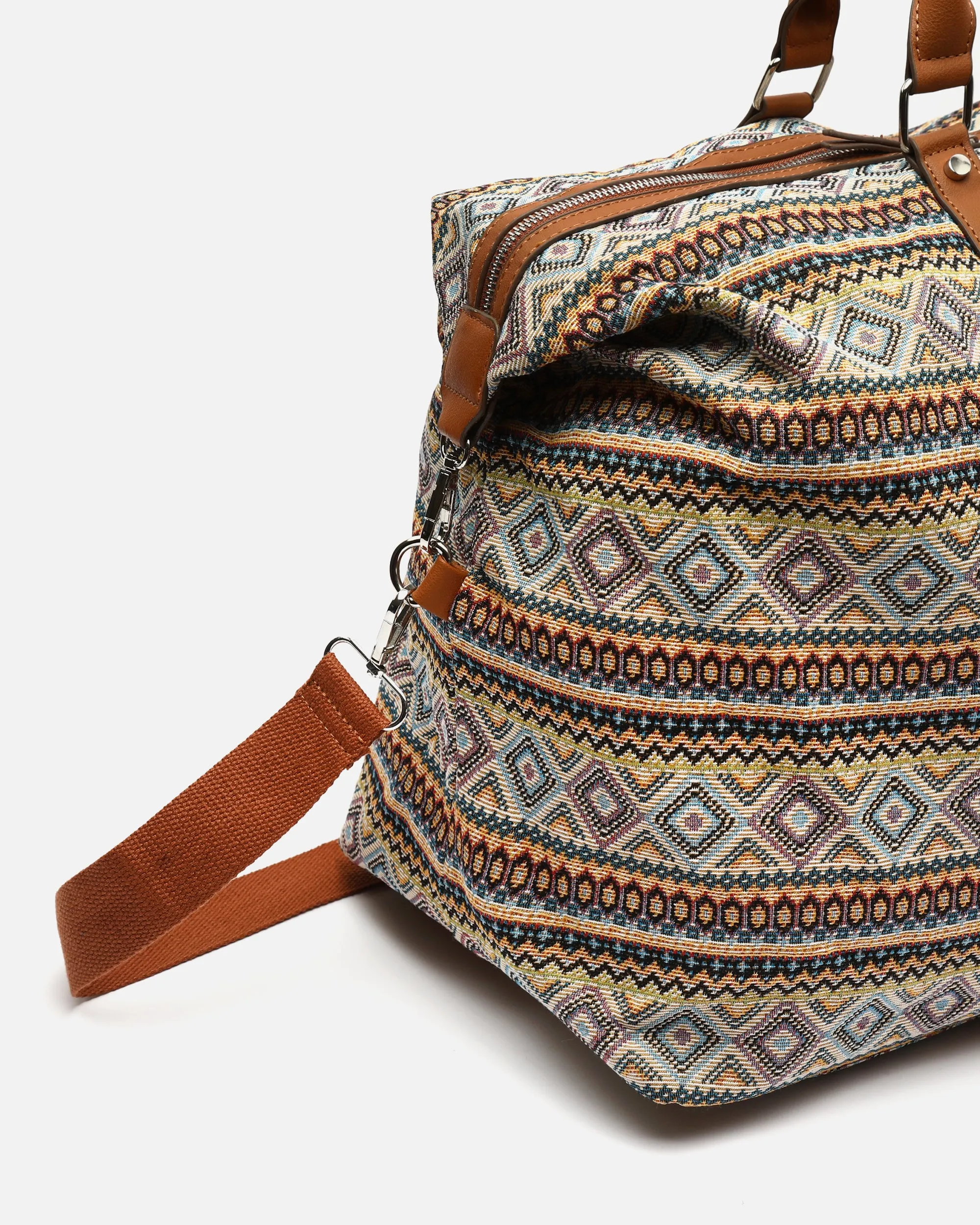 Misi bolsa fin de semana con estampado jacquard y bandolera extraíble