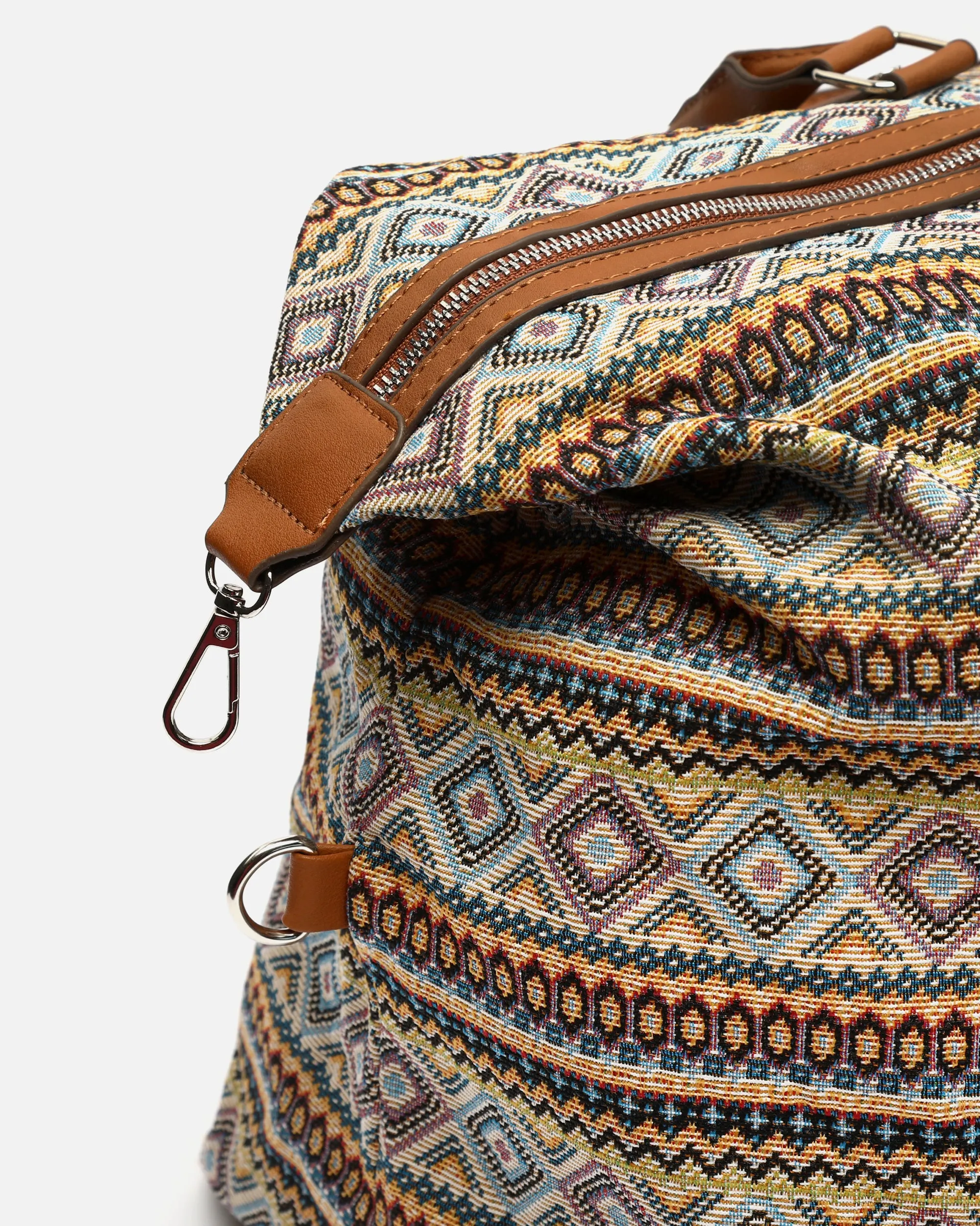 Misi bolsa fin de semana con estampado jacquard y bandolera extraíble