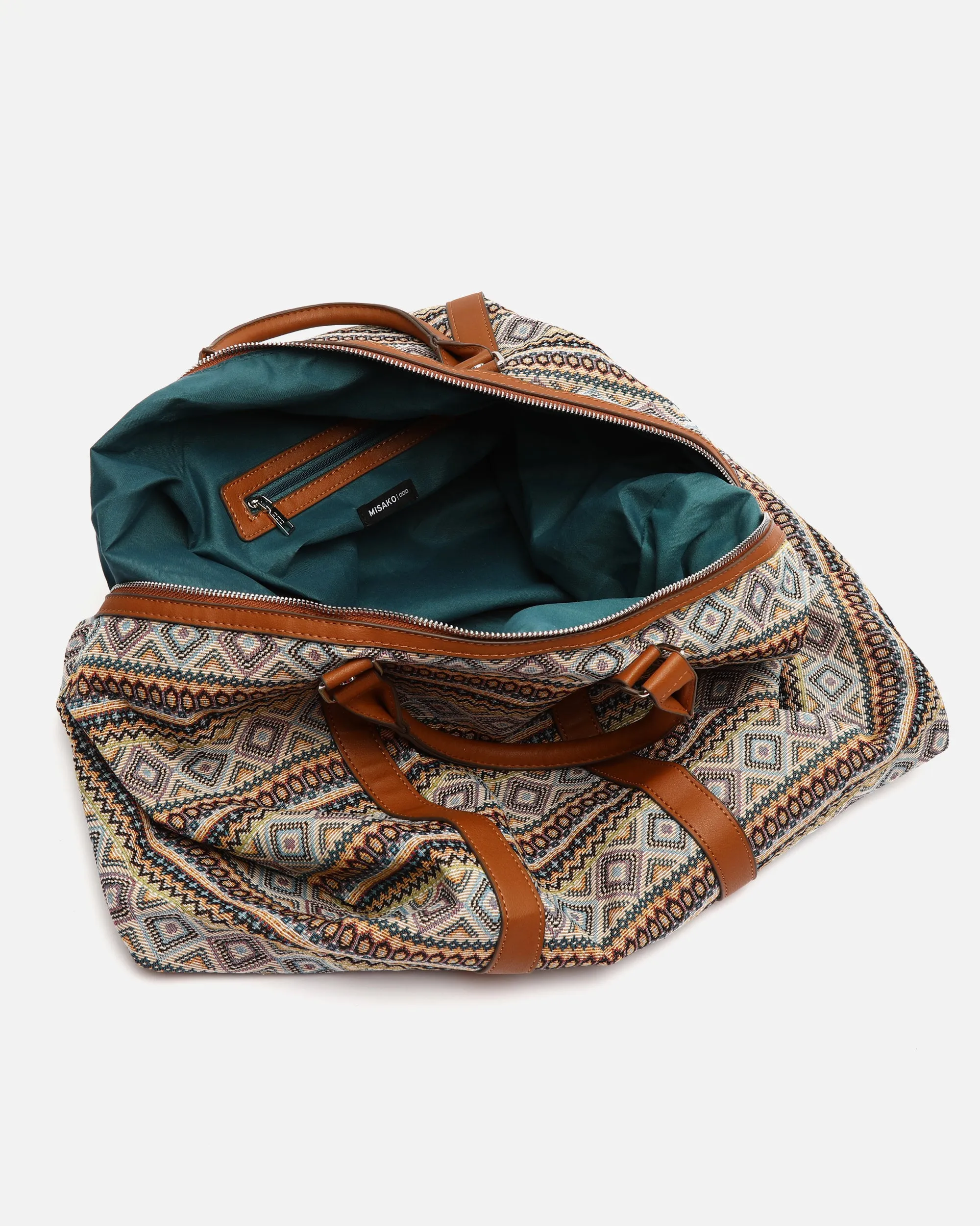 Misi bolsa fin de semana con estampado jacquard y bandolera extraíble