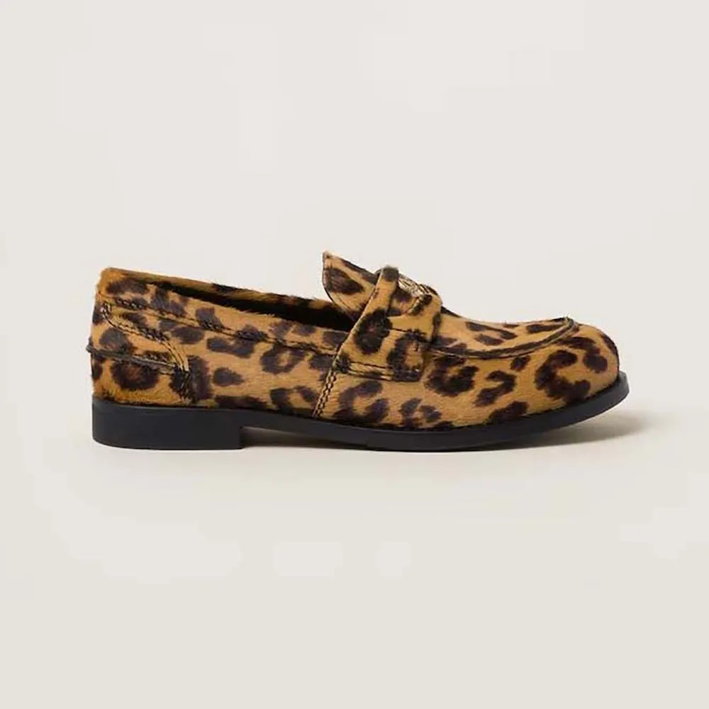 Miu Miu Mocasines Efecto Pelo De Becerro Con Estampado De Leopardo