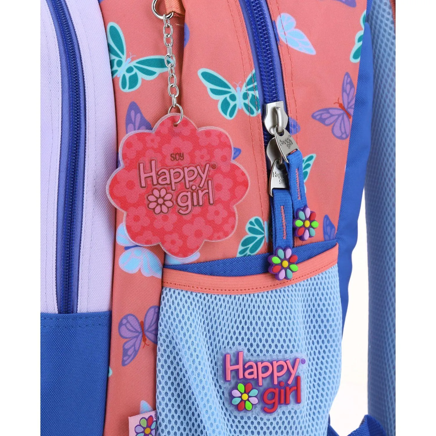 Mochila Azul Grande Para Nia Happy Girl By Chenson Buter.