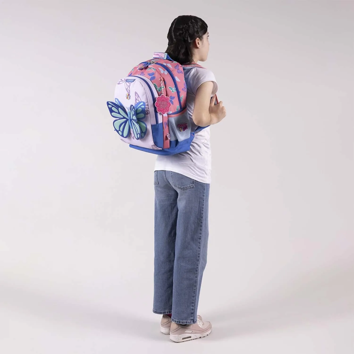 Mochila Azul Grande Para Nia Happy Girl By Chenson Buter.