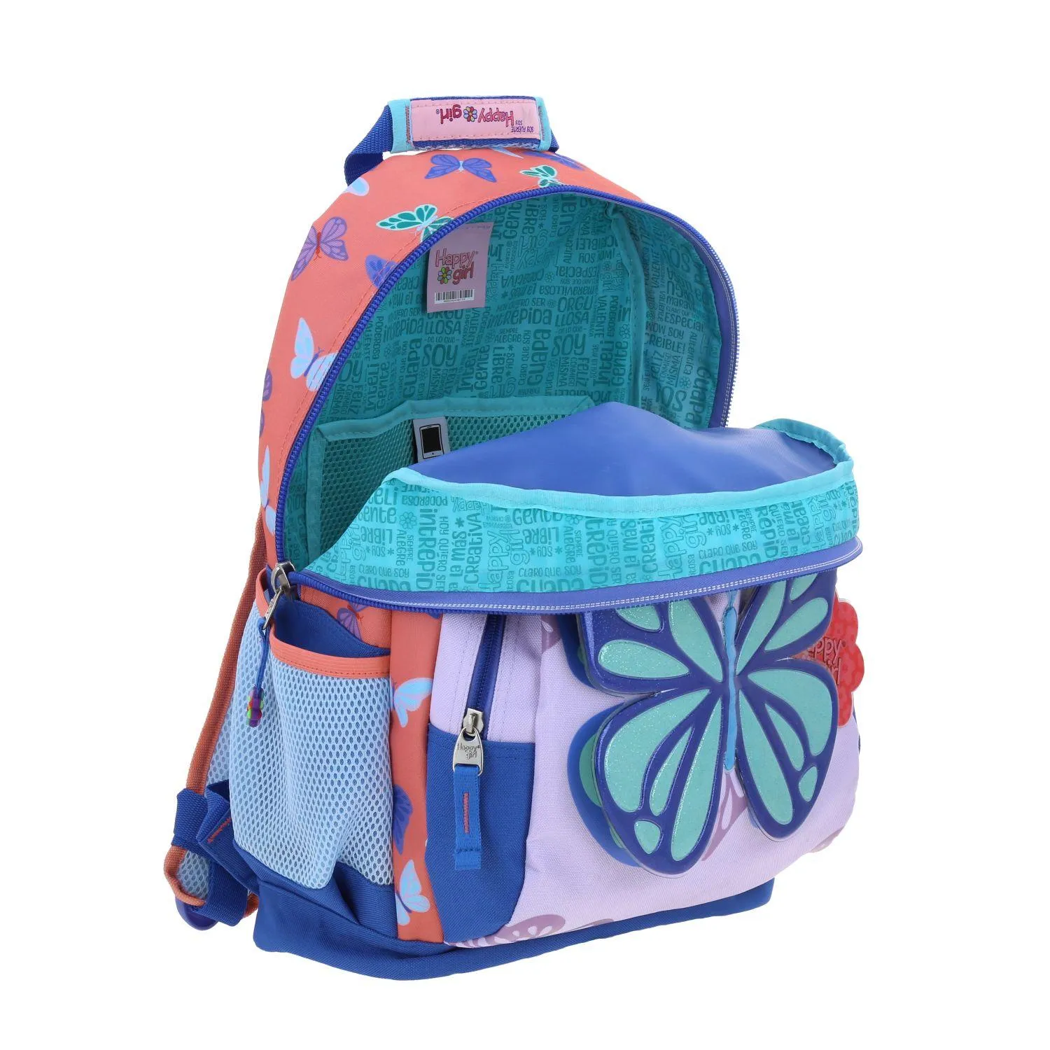 Mochila Azul Grande Para Nia Happy Girl By Chenson Buter.