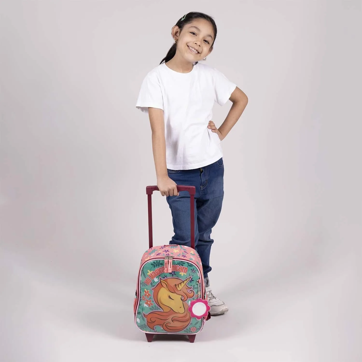 Mochila Con Ruedas Rosa Chica Para Nia Happy Girl By Chenson Manico
