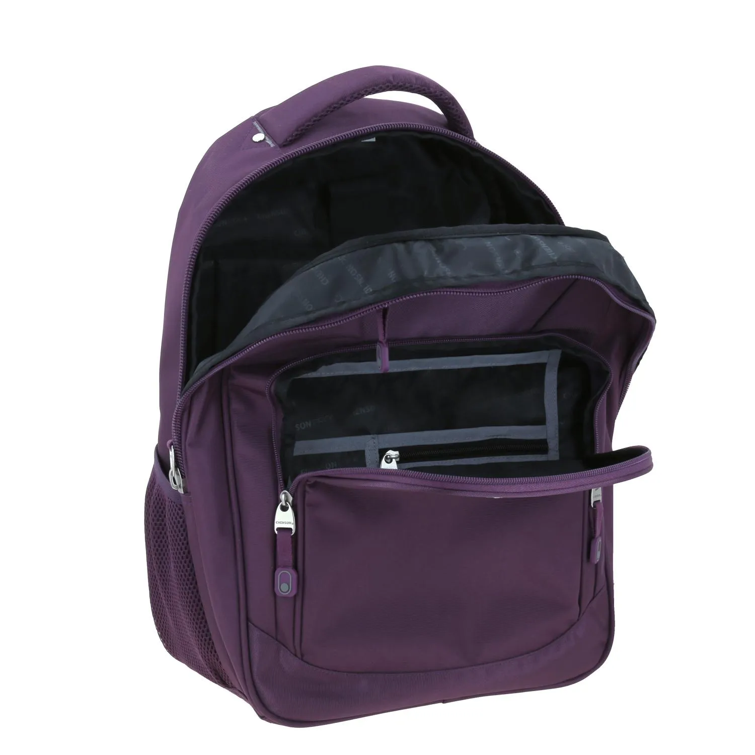 Mochila Grande Chenson Pro Para Mujer Kazio Morado Con Porta Laptop De Hasta 15.