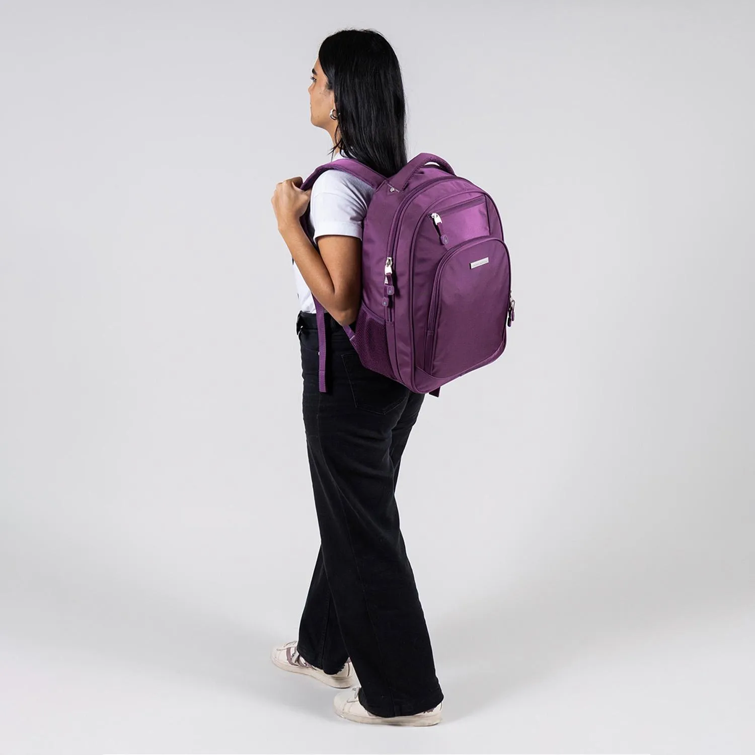 Mochila Grande Chenson Pro Para Mujer Kazio Morado Con Porta Laptop De Hasta 15.