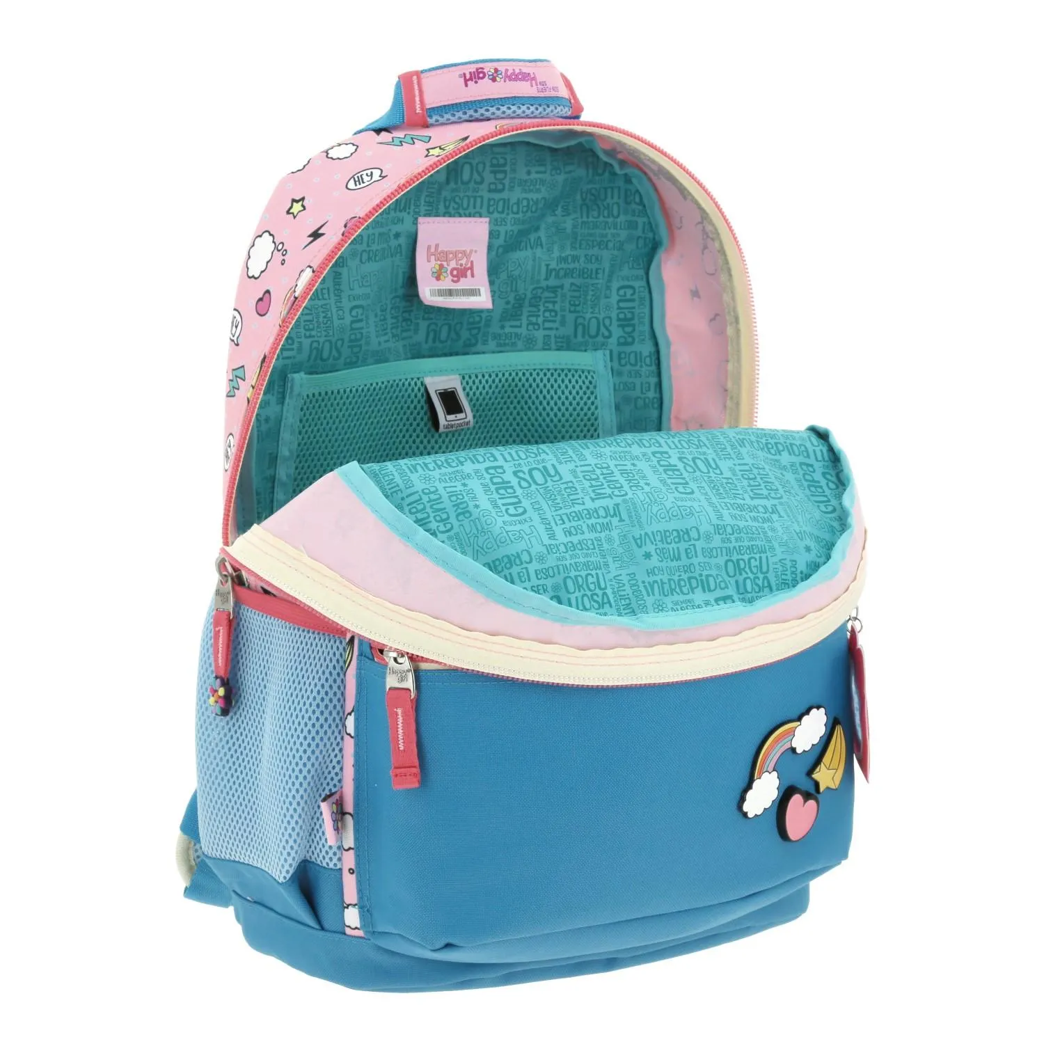 Mochila Rosa Para Nia Con Porta Tablet De Hasta 10 Happy Girl Chenson Popt