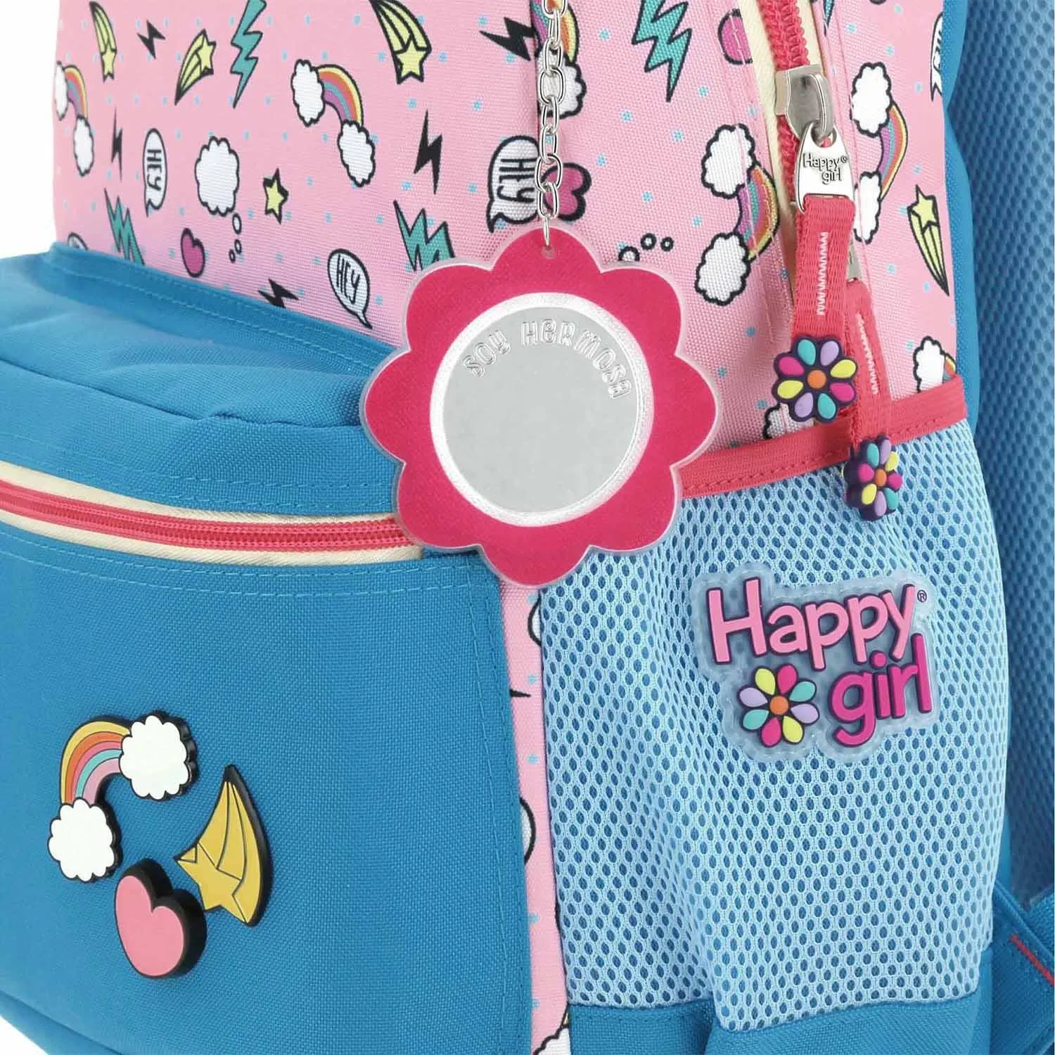Mochila Rosa Para Nia Con Porta Tablet De Hasta 10 Happy Girl Chenson Popt