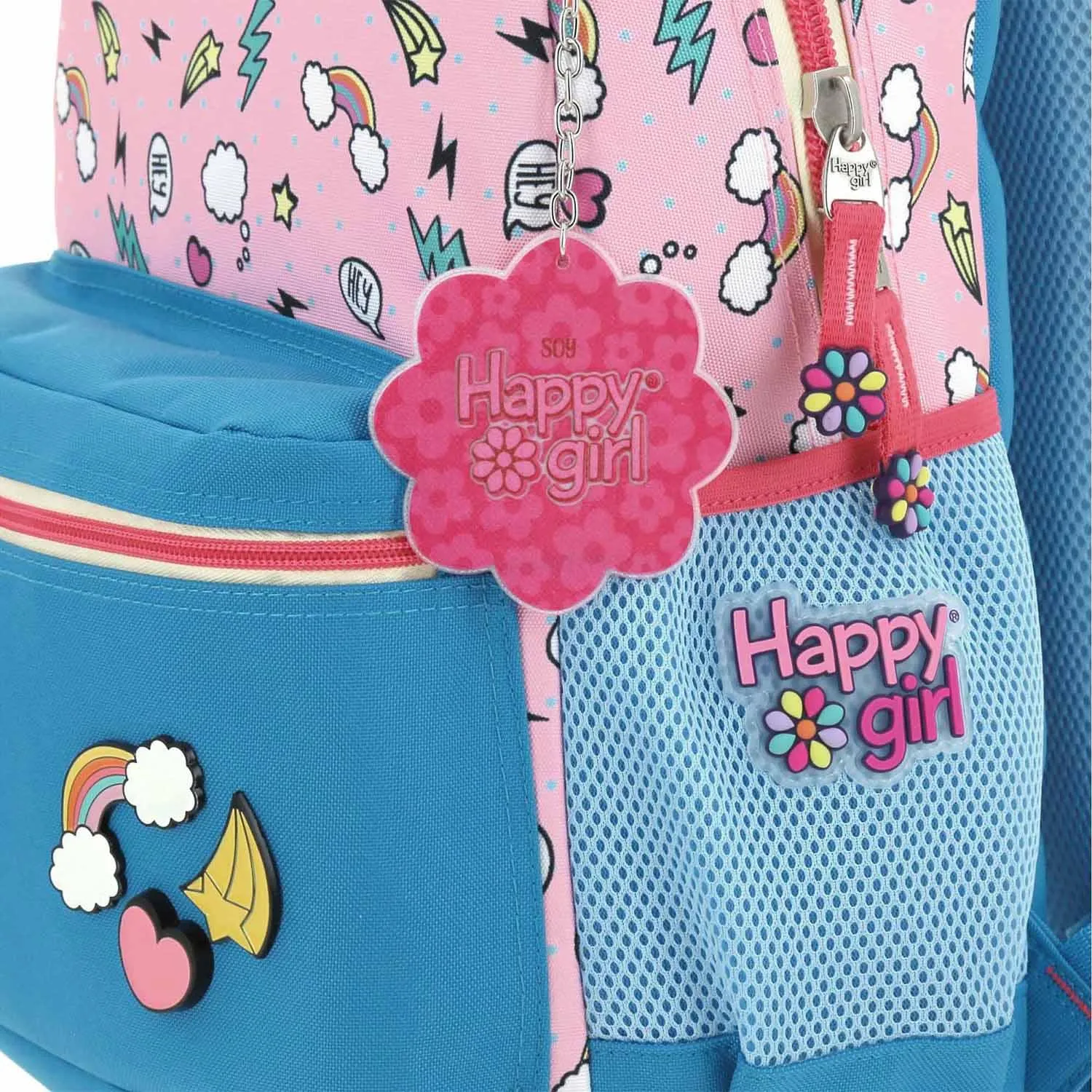 Mochila Rosa Para Nia Con Porta Tablet De Hasta 10 Happy Girl Chenson Popt