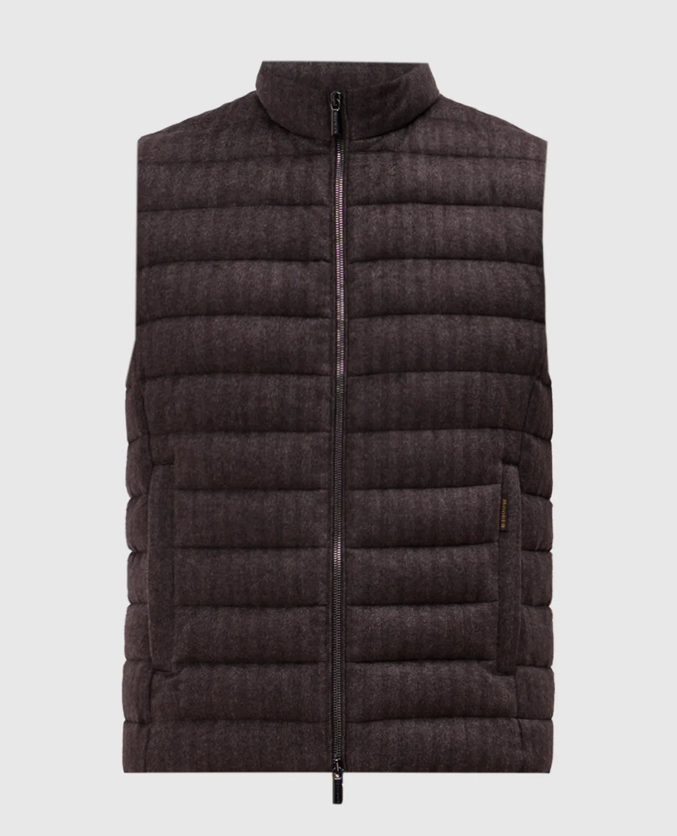 MooRER Brown CALAF quilted down vest made of wool and cashmere