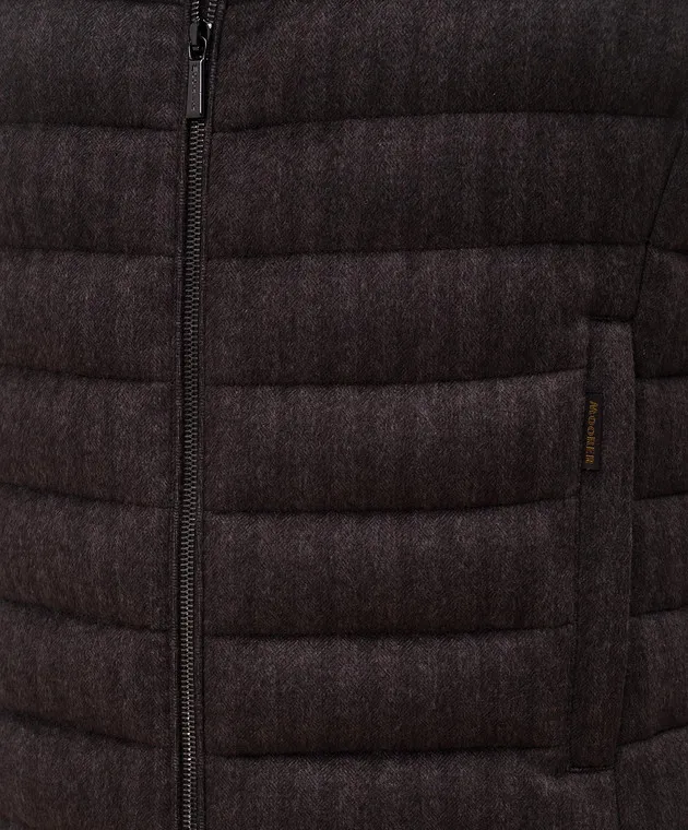MooRER Brown CALAF quilted down vest made of wool and cashmere