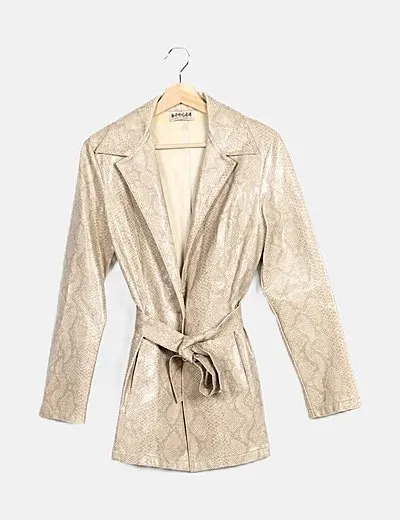 MORGAN Abrigo estilo blazer beige animal print
