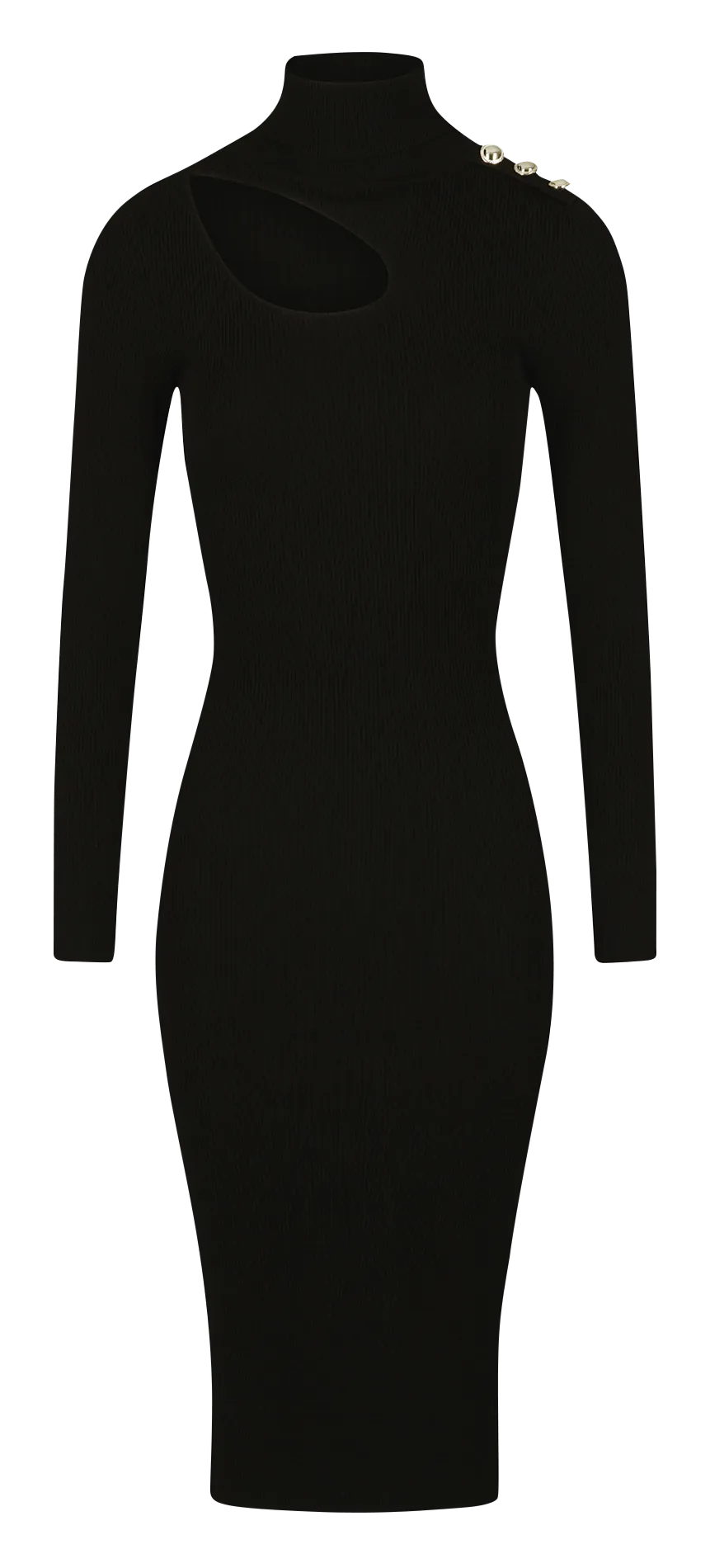 MORGAN RMDING  VESTIDO MIDI CON CUELLO ALTO EN NEGRO