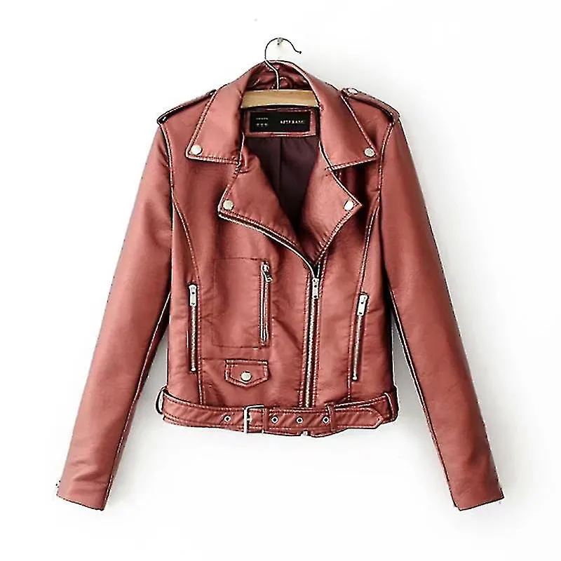 Mujeres Motor Chaqueta Abrigo Zip Biker Short Crop Top Outwear