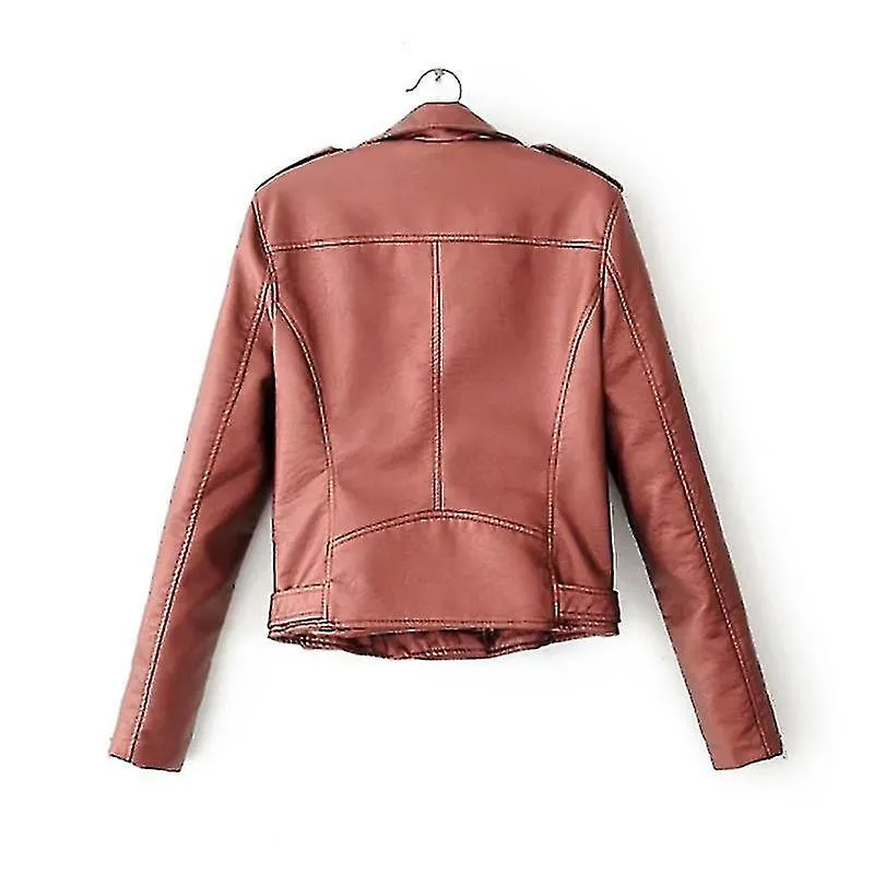 Mujeres Motor Chaqueta Abrigo Zip Biker Short Crop Top Outwear