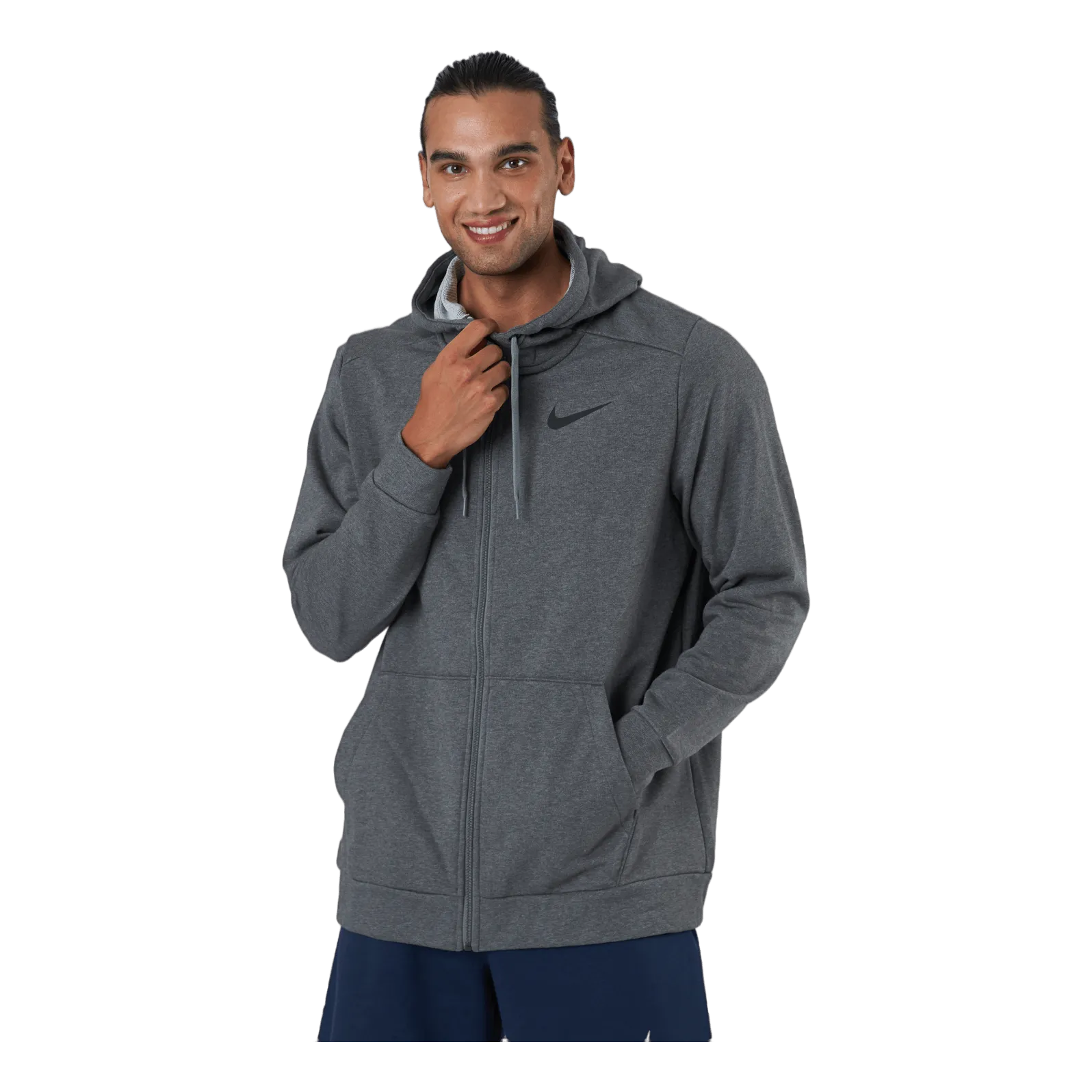 NIKE DRIFIT MEN'S FULLZIP TRAINING HOODIE CHARCOAL HEATHR/BLACK