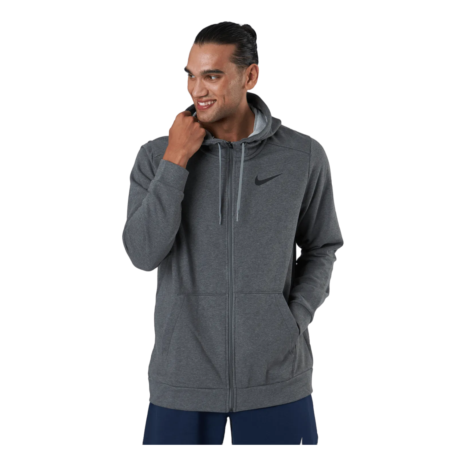 NIKE DRIFIT MEN'S FULLZIP TRAINING HOODIE CHARCOAL HEATHR/BLACK
