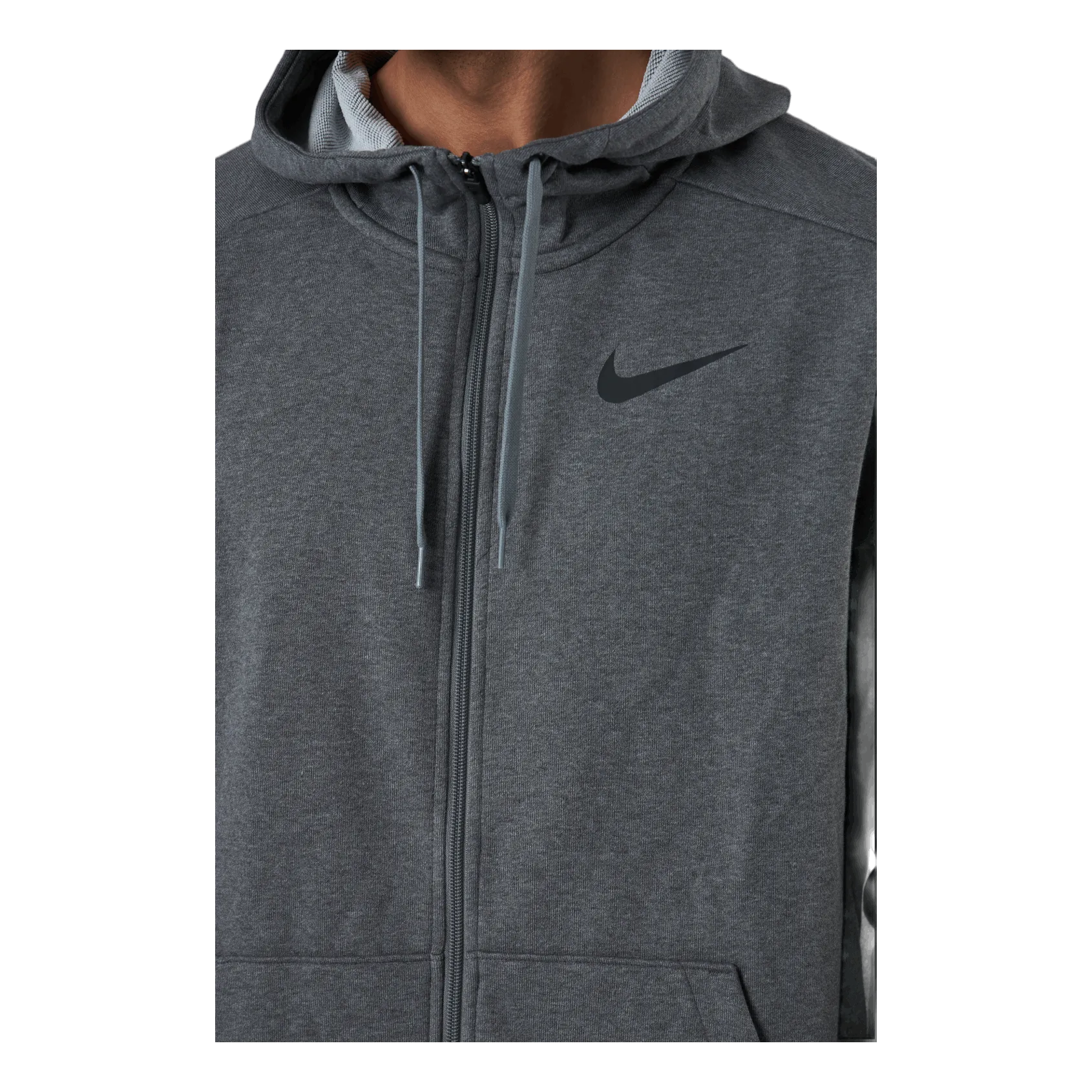 NIKE DRIFIT MEN'S FULLZIP TRAINING HOODIE CHARCOAL HEATHR/BLACK