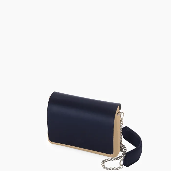 O bag glam arena y azul marino satin