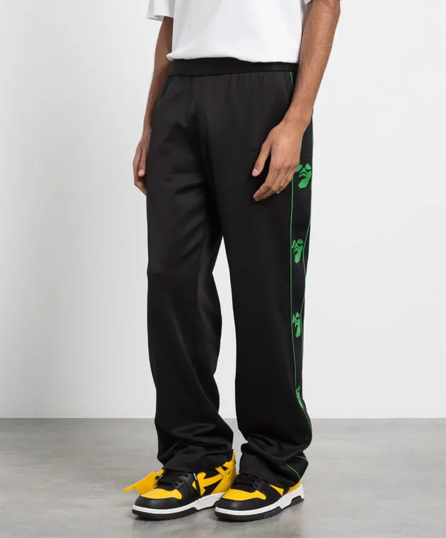 OFFWHITE BLACK SWEATPANTS WITH STRIPES IN OW FACE PRINT
