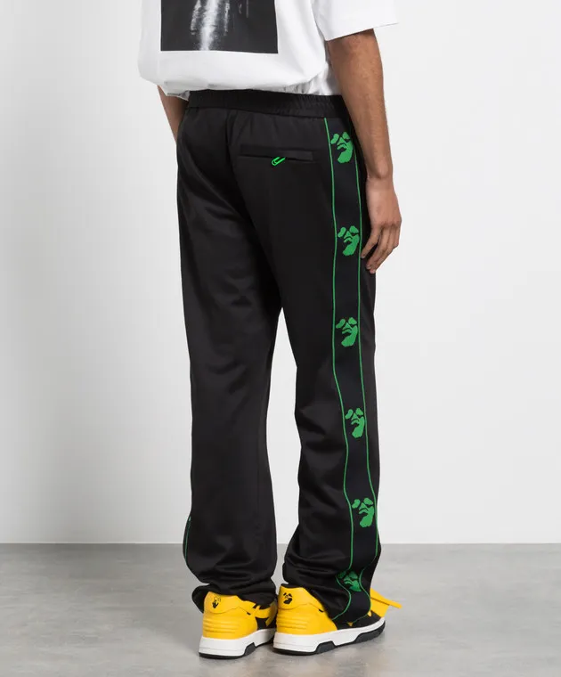 OFFWHITE BLACK SWEATPANTS WITH STRIPES IN OW FACE PRINT
