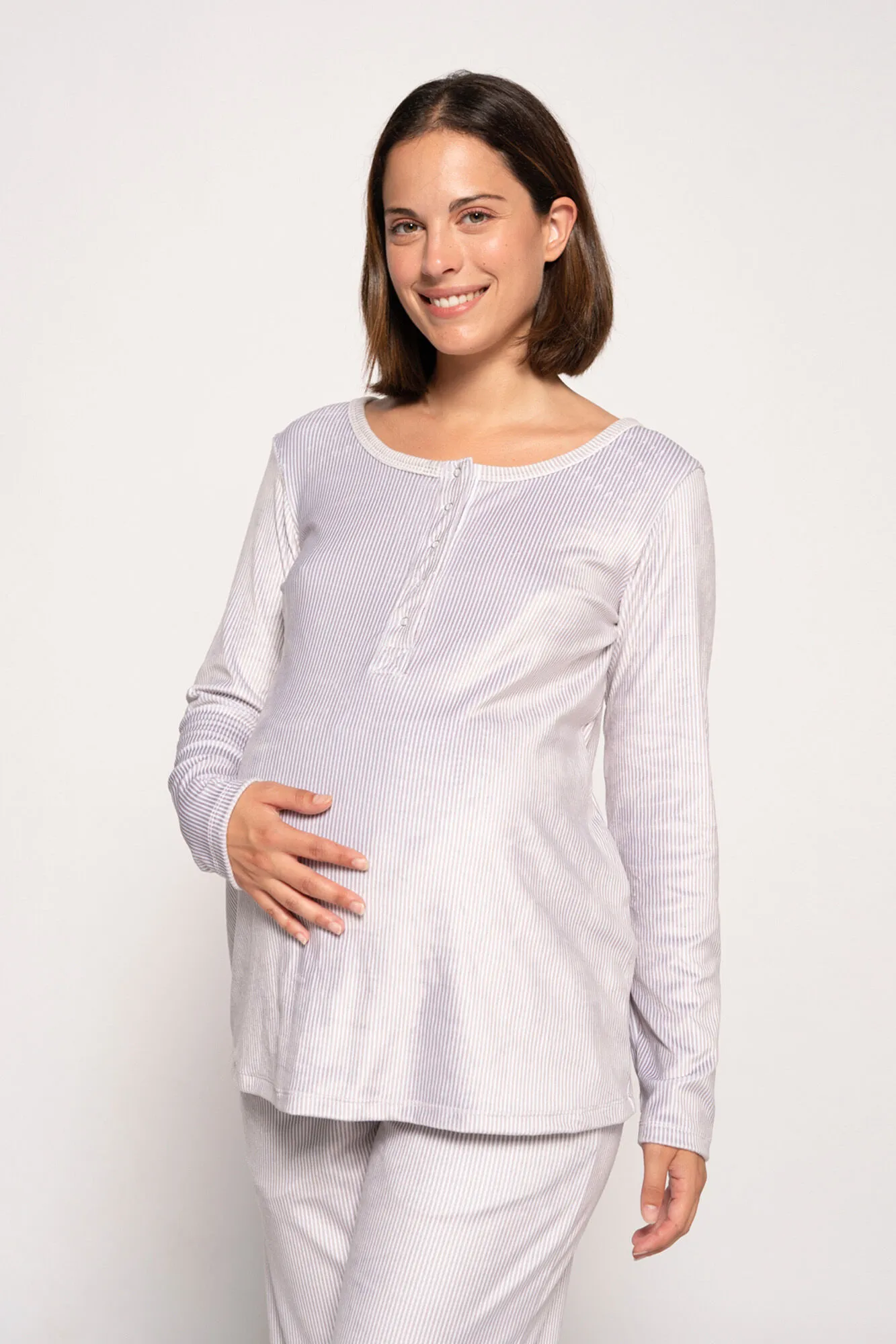 Ohma! Pijama De Velour Con Rayas maternity