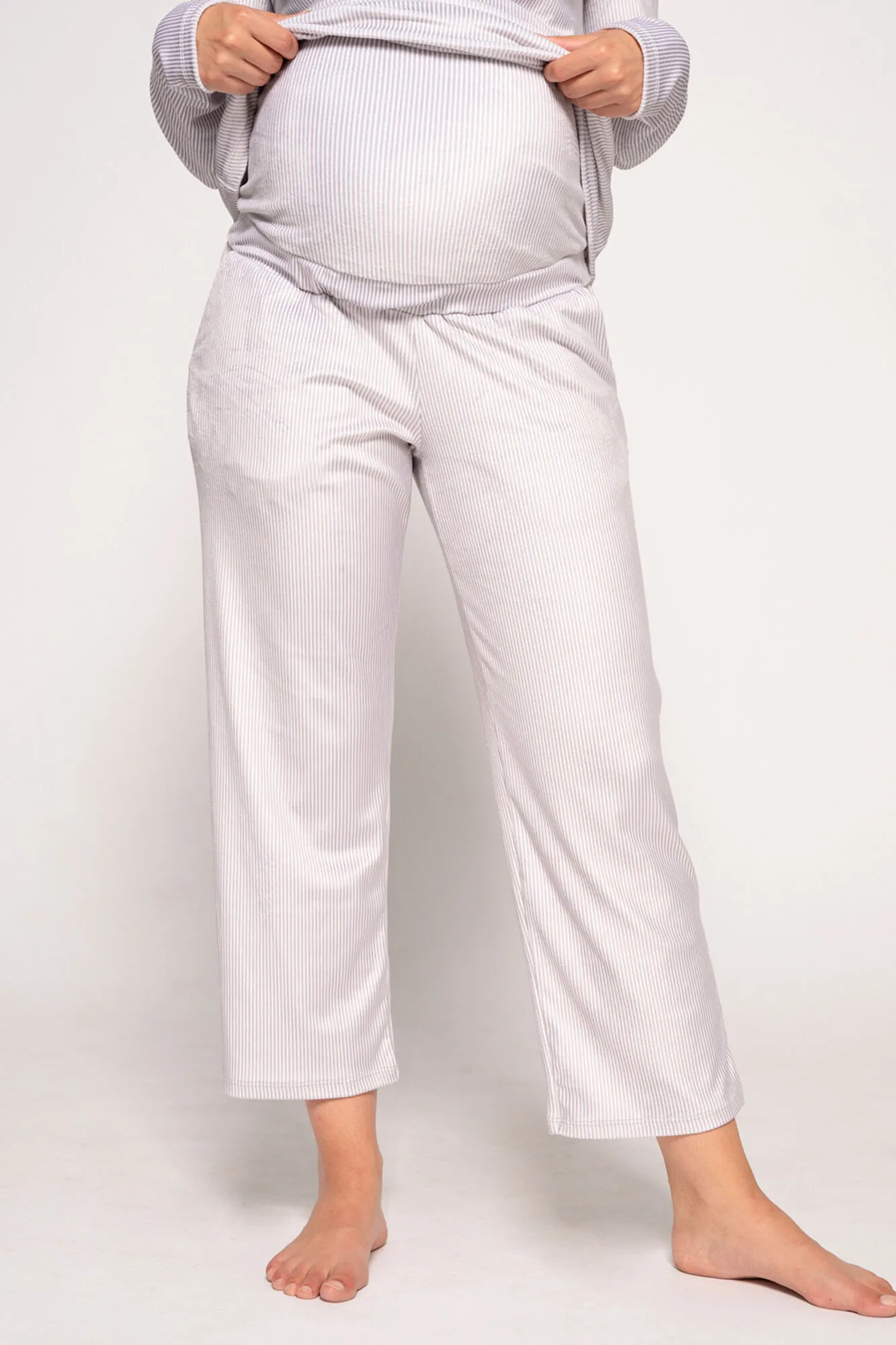 Ohma! Pijama De Velour Con Rayas maternity