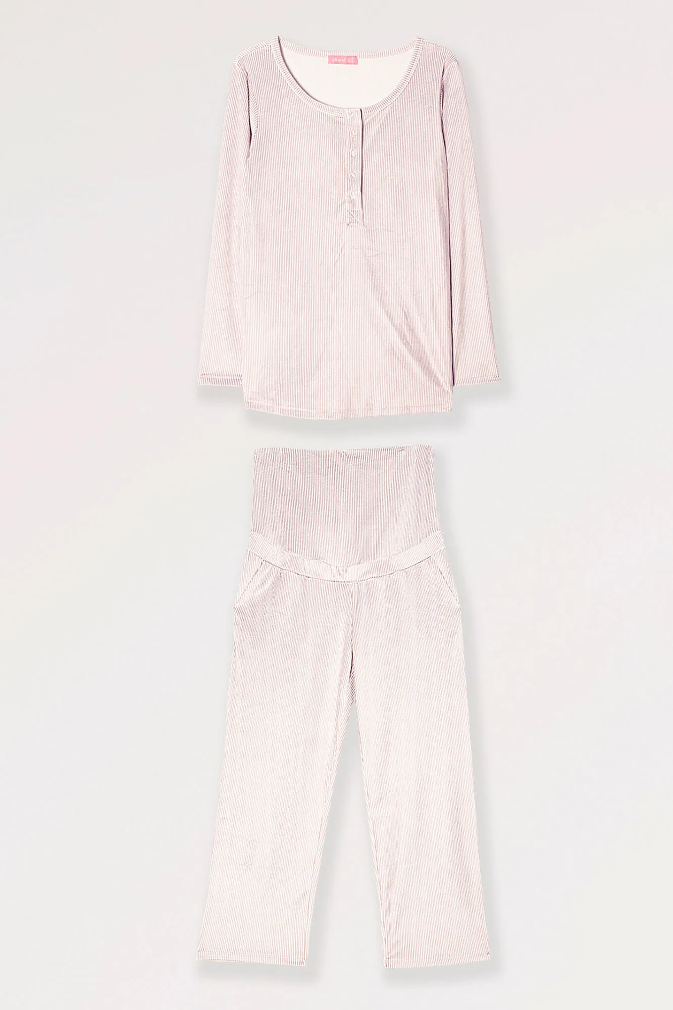 Ohma! Pijama De Velour Con Rayas maternity