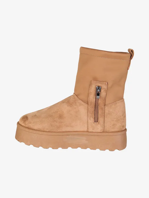 Original Marines Botas de mujer de ante con plataforma e interior de pelo