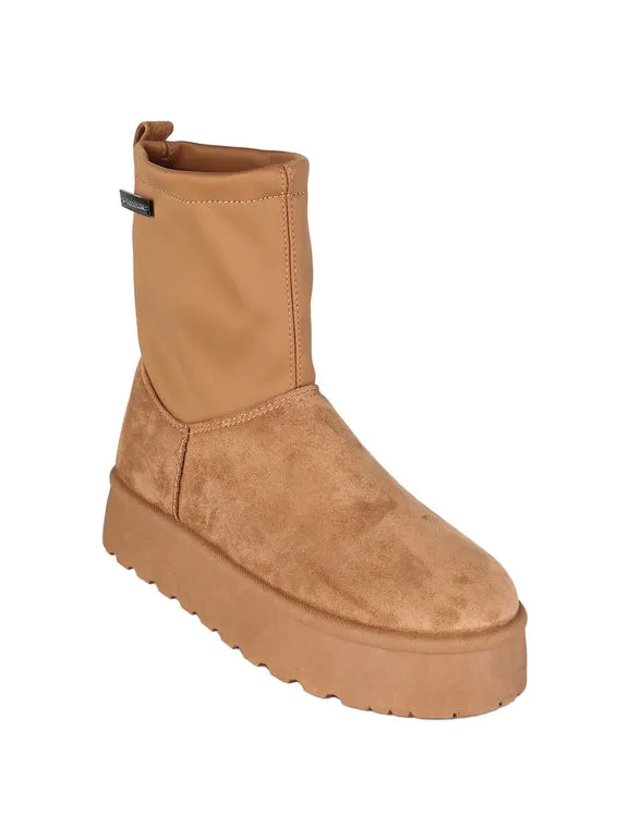 Original Marines Botas de mujer de ante con plataforma e interior de pelo