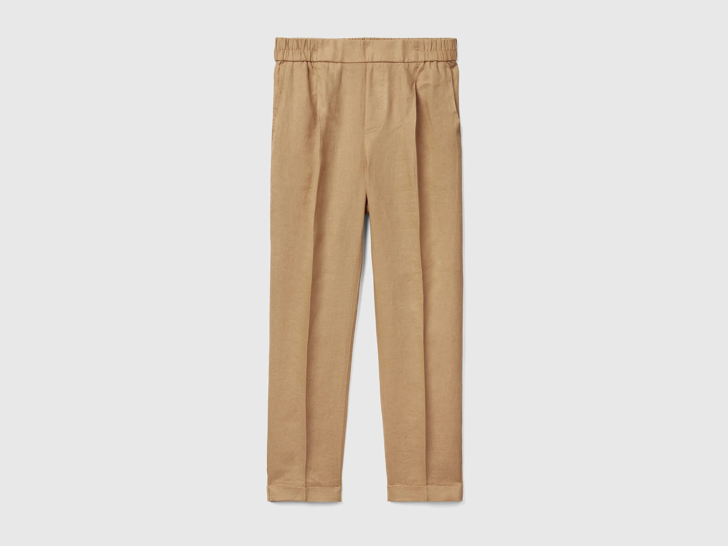 Pantalón cropped de 100% lino