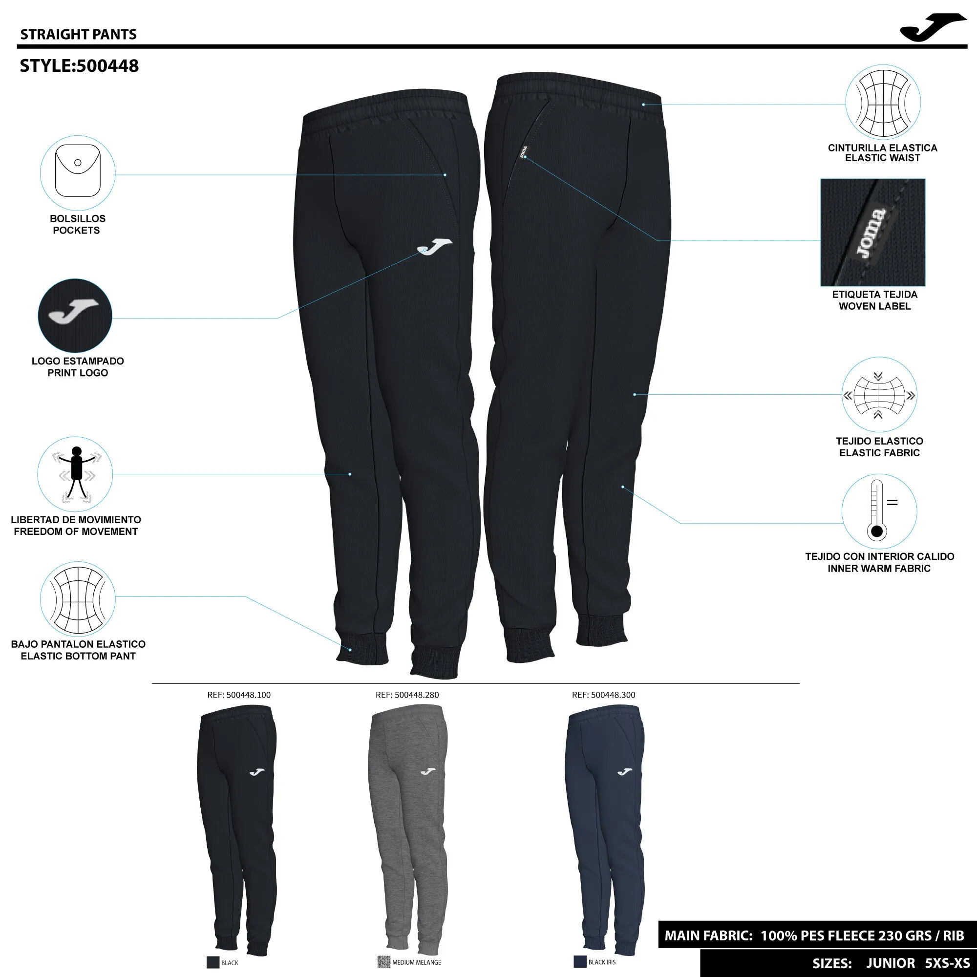 Pantalón largo junior Lion negro