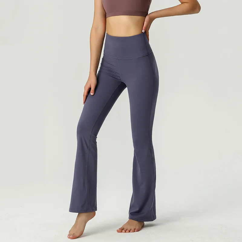 PANTALONES ACAMPANADOS DE YOGA PARA MUJERES SUMMER LADIES HIGH WINIST SLIM FIT BELLY BELLBOTTOM PANTALONES MUESTRA PIERNAS LARG