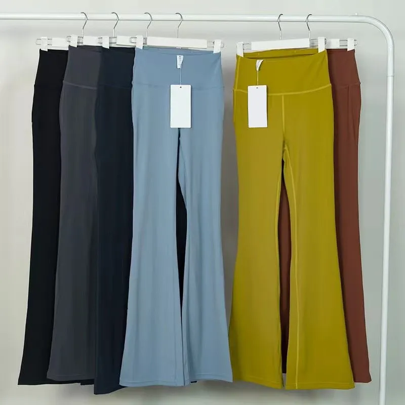 PANTALONES ACAMPANADOS DE YOGA PARA MUJERES SUMMER LADIES HIGH WINIST SLIM FIT BELLY BELLBOTTOM PANTALONES MUESTRA PIERNAS LARG