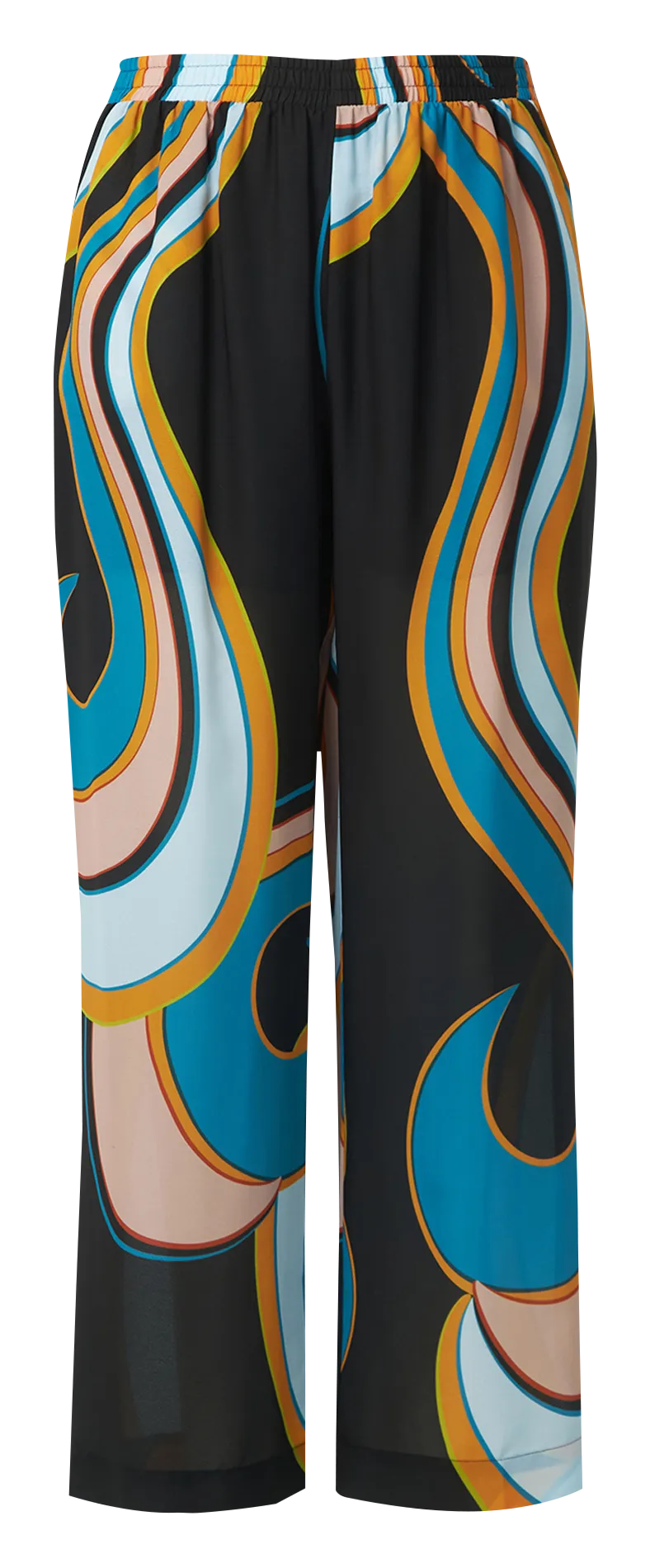 Pantalón recto con estampado gráfico en negro