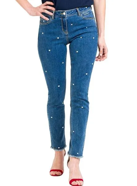 pantalón vaquero naf naf corazones bordados mujer