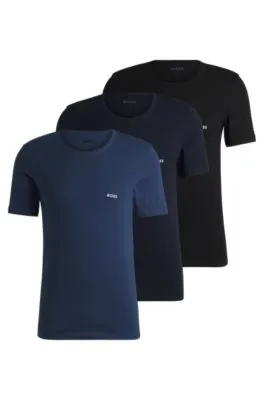 Paquete de tres camisetas interiores de algodón con logo bordado