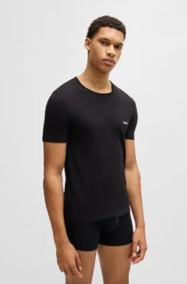 Paquete de tres camisetas interiores de algodón con logo bordado
